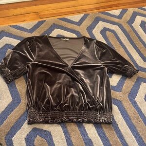 Madewell Velvet Wrap Top in Deep Brown